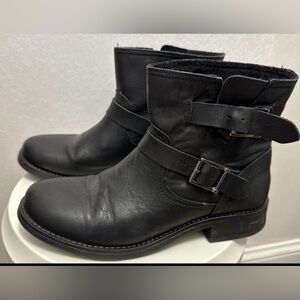 Pieces Leather Ankle Moto Biker Boots With Buckles Size 37 orig $250